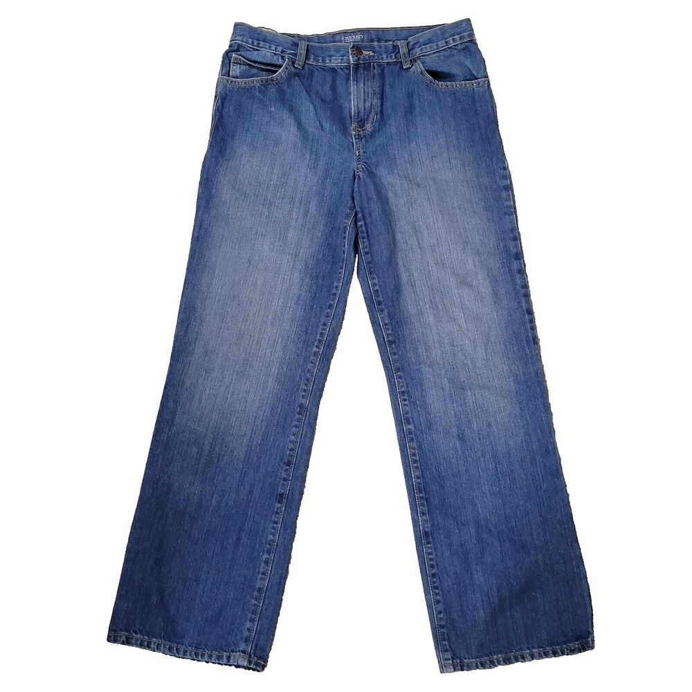 Old Navy Jeans Womens 14 Blue Distressed Wash Straight Mid Rise Jean (31…